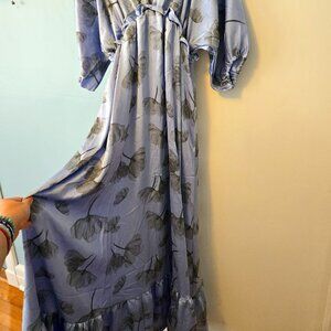 Pink Blush maternity dress, size large, light blue